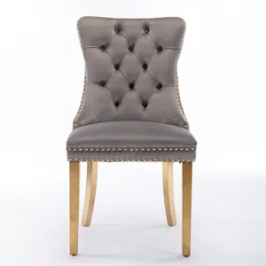 Nikki - Modern, High-End Tufted Solid Wood Contemporary Velvet Upholstered Dining Chair With Golden 