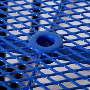 Square Outdoor Steel Picnic Table With Umbrella Pole - Blue