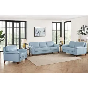Westcott - Leather Loveseat - Blue