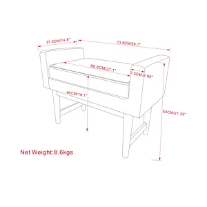 Scott - Small Ottoman Bench - Smoky Teal