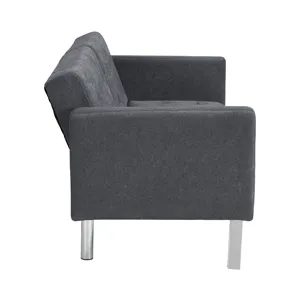Futon Sofa Bed Convertible Folding Lounge Couch, Armrests - Dark Gray