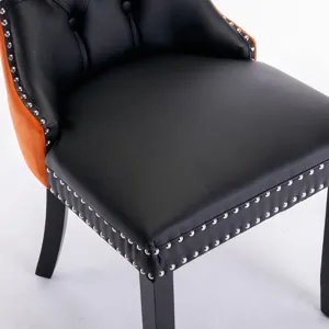 Nikki - Modern, High-End Tufted Solid Wood Contemporary PU And Velvet Upholstered Dining Chair With 