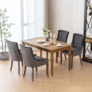 Ultra Side Dining Chair, Thickened Fabric Chairs With Neutrally Toned Solid Wood Legs, Bronze Nail H