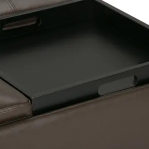 Avalon - Square Coffee Table Storage Ottoman - Chocolate Brown