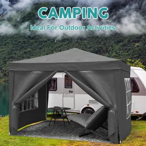 10\'X10\' Folding Canopy With 4 Removable Sidewalls Outdoor Event Shelter UPF 50+ Gazebo Portable Te