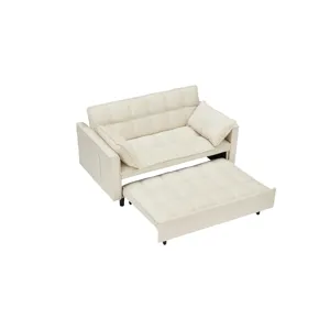 Modern Velvet Sofa, Sofa Pull-Out Bed, Small Love Seat Casual Sofa With Back, With Pillow, Pockets, 
