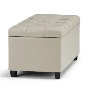 Sienna - Storage Ottoman Bench - Satin Cream