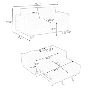 Folding Sofa Bed With Adjustable Back Access To Sofa Recliner Single Bed Adult Modern Chair Bed - Pi