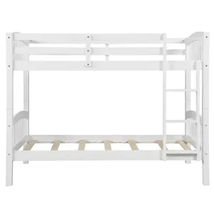 80.51\" Twin Over Twin Bunk Bed With Ladder - White