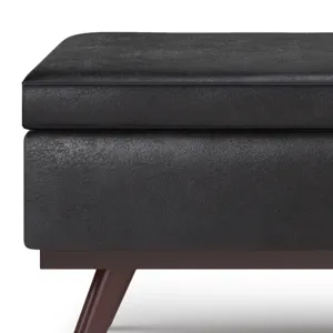 Owen - Lift Top Large Coffee Table Storage Ottoman - Distressed Black