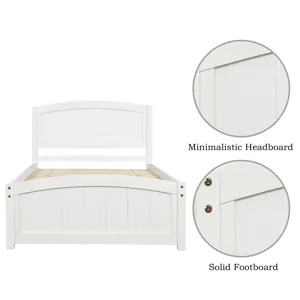 Twin Platform Bed With Headboard, Footboard And Wood Slat Support - White