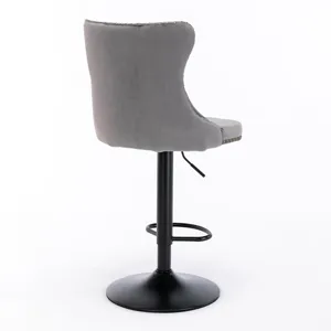 Swivel Velvet Barstools Adjusatble Seat Height , Modern Upholstered Bar Stools With Backs Comfortabl