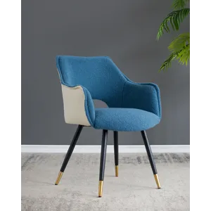 Fabric Side Chair, Living Room Bedroom Kitchen Vanity Accent Chair (Set of 2) - Blue