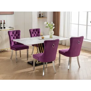 Nikki - Modern, High-End Tufted Solid Wood Contemporary Velvet Upholstered Dining Chair With Chrome 