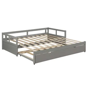 Extending Daybed With Trundle, Wooden Daybed With Trundle - Gray