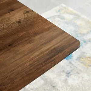 Modern Minimalist Style Dining Table MDF Wooden Top Metal Shelf Metal Heat Transfer Legs Leveling Fe