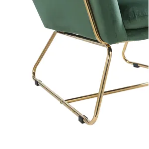 Keira - Velvet Accent Chair With Metal Base - Green