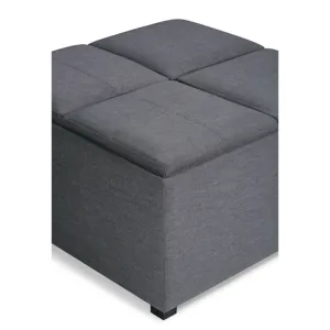 Avalon - Square Coffee Table Storage Ottoman - Slate Grey