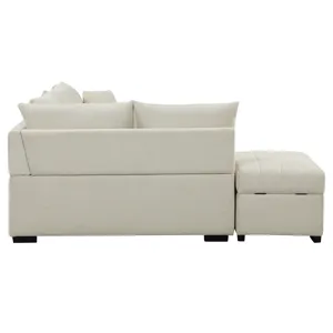 L-Shaped Sectional Pull Out Sofa Bed Sleeper Sofa With Two USB Ports, Two Power Sockets And A Movabl