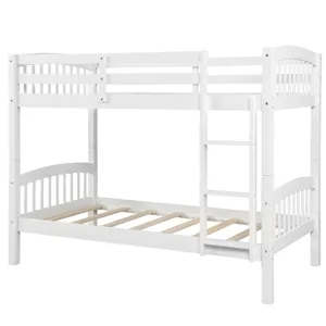 80.51\" Twin Over Twin Bunk Bed With Ladder - White