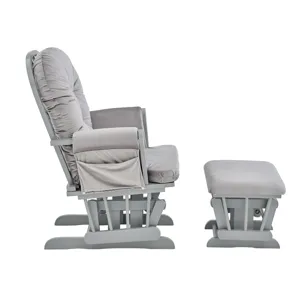 Mason - Glider And Ottoman Gray Wood - Light Gray Fabric
