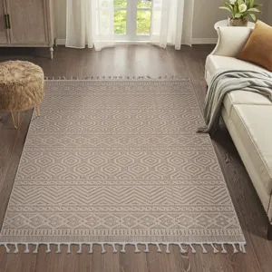 6\' x 9\' Geometric Indoor / Outdoor Area Rug - Mocha