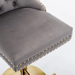 Thick Golden Swivel Velvet Barstools Adjusatble Seat Height From 25-33\", Modern Upholstered Bar Sto