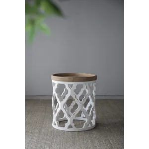 Large Distressed Side Table - White