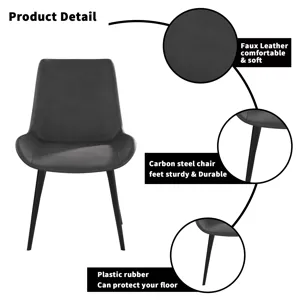 Modern Dining Chair Living Room Metal Leg Dining Chair (Set of 2) - Black / Gray