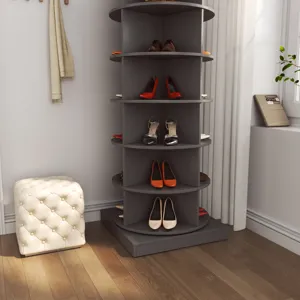 360 Rotating Shoe Cabinet 6 Layers - Gray