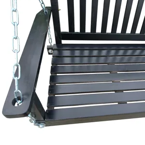 Front Porch Swing With Armrests For Outdoor Patio, Garden Yard, Backyard Or Sunroom - Black
