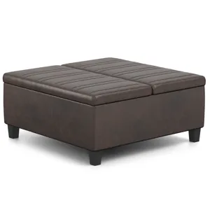 Ellis - Coffee Table Storage Ottoman - Distressed Brown