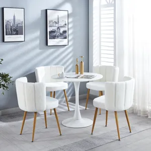 5 Piece Dining Set (MDF Table And 4 Fabric Chairs) - White