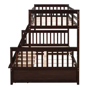 Twin Over Full Bunk Bed With Ladders And Two Storage Drawers - Espresso