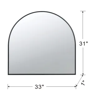 Arched Decorative Accent Mirror With Iron Metal Frame, Wall Deor For Bathroom, Bedroom, Entryway, Mantel - Black