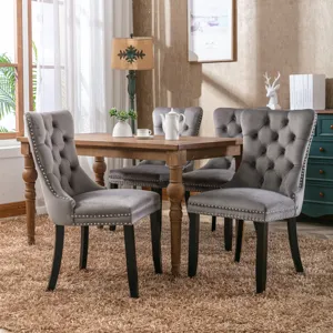 Nikki - Modern, High-End Tufted Solid Wood Contemporary Velvet Upholstered Dining Chair With Wood Le