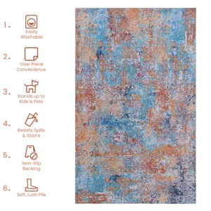 2\' x 3\' Machine Washable Area Rugs, Low-Pile, Non-Slip, Non-Shedding, Foldable, Kid & Pet Friendly