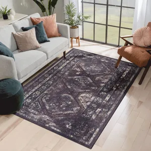5\' x 8\' Area Rug, Washable Rug, Low-Pile, Non-Slip, Non-Shedding, Foldable, Kid & Pet Friendly Are