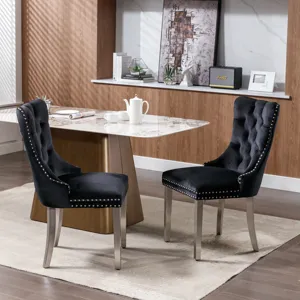 Nikki - Modern, High-End Tufted Solid Wood Contemporary Velvet Upholstered Dining Chair With Chrome 