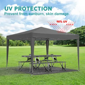 10\'X10\' Folding Canopy With 4 Removable Sidewalls Outdoor Event Shelter UPF 50+ Gazebo Portable Te