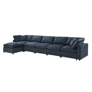 Modern Modular Cloud Sofa Bed, 6 Seat Chenille Sectional Couch Set With Ottoman, Free Combination, C