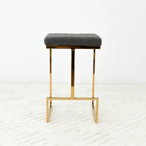 Joel - Mid-Century Modern Luxury Upholstered Stool - Gray