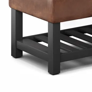 Cosmopolitan - Storage Ottoman Bench with Open Bottom - Distressed Saddle Brown