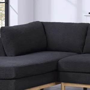 Hallie - Wide Sherpa Double Chaise U-Shape Sectional Sofa - Black