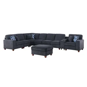 Lily - Sectional Sofa With Ottoman - Black