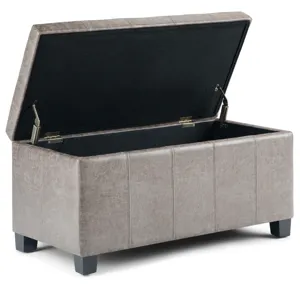 Dover - Storage Ottoman Bench - Distressed Grey Taupe
