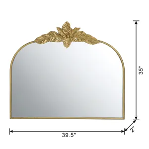 Arched Mirror With Metal Frame, Wall Mounted Mirror For Living Room Bedrrom - Gold