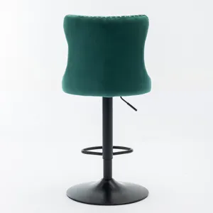 Swivel Velvet Barstools Adjusatble Seat Height, Modern Upholstered Bar Stools With Backs Comfortable