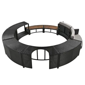 Spa Surround Spa Frame Patio Rattan Sofa Set With Storage Spaces, Mini Sofa And Comfortable Cushion 