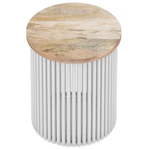 Demy - Metal and Wood Accent Table - Natural / White